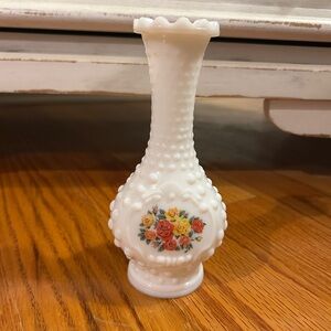 Vintage Avon Milk Glass Elegant White Vase with Floral Design